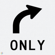 Lane Status Right Turn Only Curved Arrow - Multi Message Temporary Road Traffic Sign