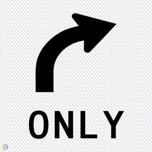 Lane Status Right Turn Only Curved Arrow - Multi Message Temporary Road Traffic Sign