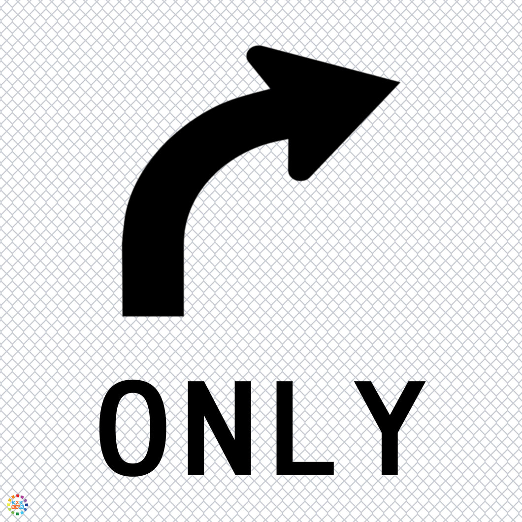 Lane Status Right Turn Only Curved Arrow - Multi Message Temporary Road Traffic Sign