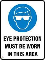 Eye Protection Must Be Worn In This Area Sign