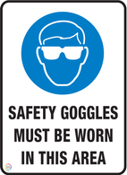 Safety Goggles Must Be Worn In This Area Sign