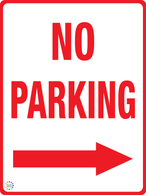 No Parking Right Arrow Sign