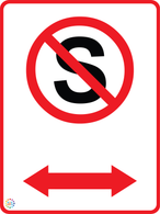 No Standing (Two Way Arrow) Sign