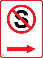 No Standing - Right Arrow Sign