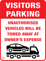 Visitors Parking - Unauthorised Vehicles Will Be Towed Away At Owner's Expense Sign