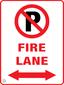 No Parking Fire Lane (Two Way Arrow) Sign