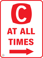 Clearway At All Time (Left Arrow) Sign