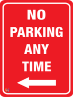 No Parking Any Time (Left Arrow) Sign