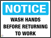 Notice Wash Hands Before Returning To Work