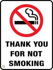 Thank You For Not Smoking Sign