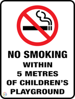 No Smoking<br/> Within 5 Metres<br/> Of Children's Playground