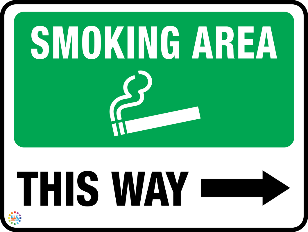 Smoking Area<br/> This Way (Right Arrow)