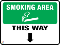 Smoking Area<br/> This Way (Down Arrow)