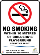 No Smoking<br>Within 10 Metres<br>Of Children's<br>Playground