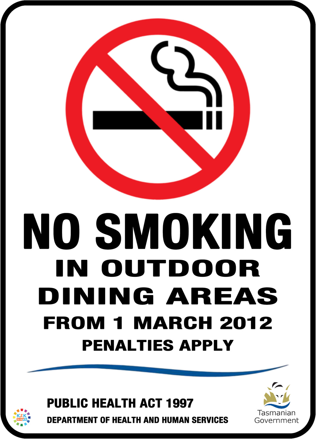 No Smoking In Outdoor Dining Areas Sign