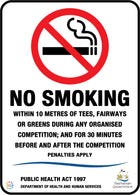 No Smoking<br>Within 10 Metres Of Tees, Fairway