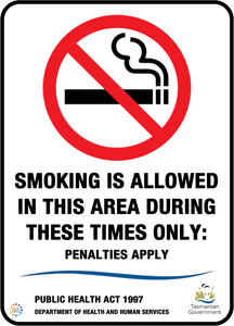 Smoking Is Allowed In This Area During These Times Only Sign