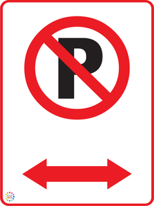 No Parking (Two Way Arrow) Sign