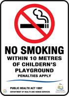 No Smoking Within 10 Metres Of Children's Playground Sign