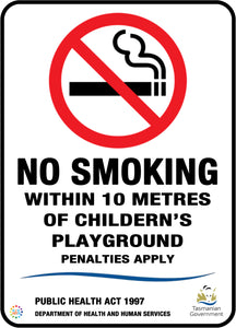 No Smoking Within 10 Metres Of Children's Playground Sign
