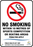 No Smoking Within 10 Metres Of Sports Competition Or Seating Areas Sign