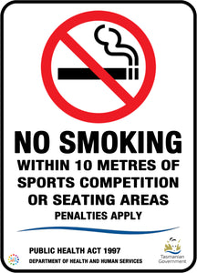No Smoking Within 10 Metres Of Sports Competition Or Seating Areas Sign