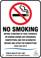 No Smoking Within 10 Metres Of Tees, Fairway Sign