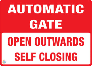 Open Outwards Self Closing - Automatic Gate Sign