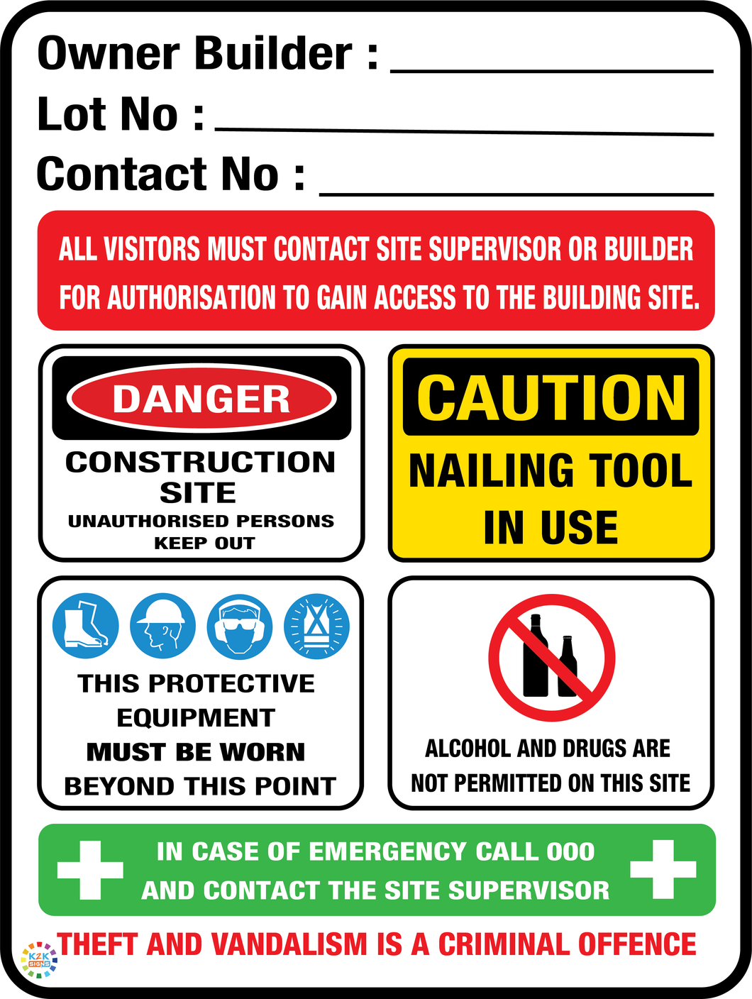 Owner Builder Construction Site With Lot Number Sign