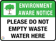Please Do Not Empty Waste Water Here Sign