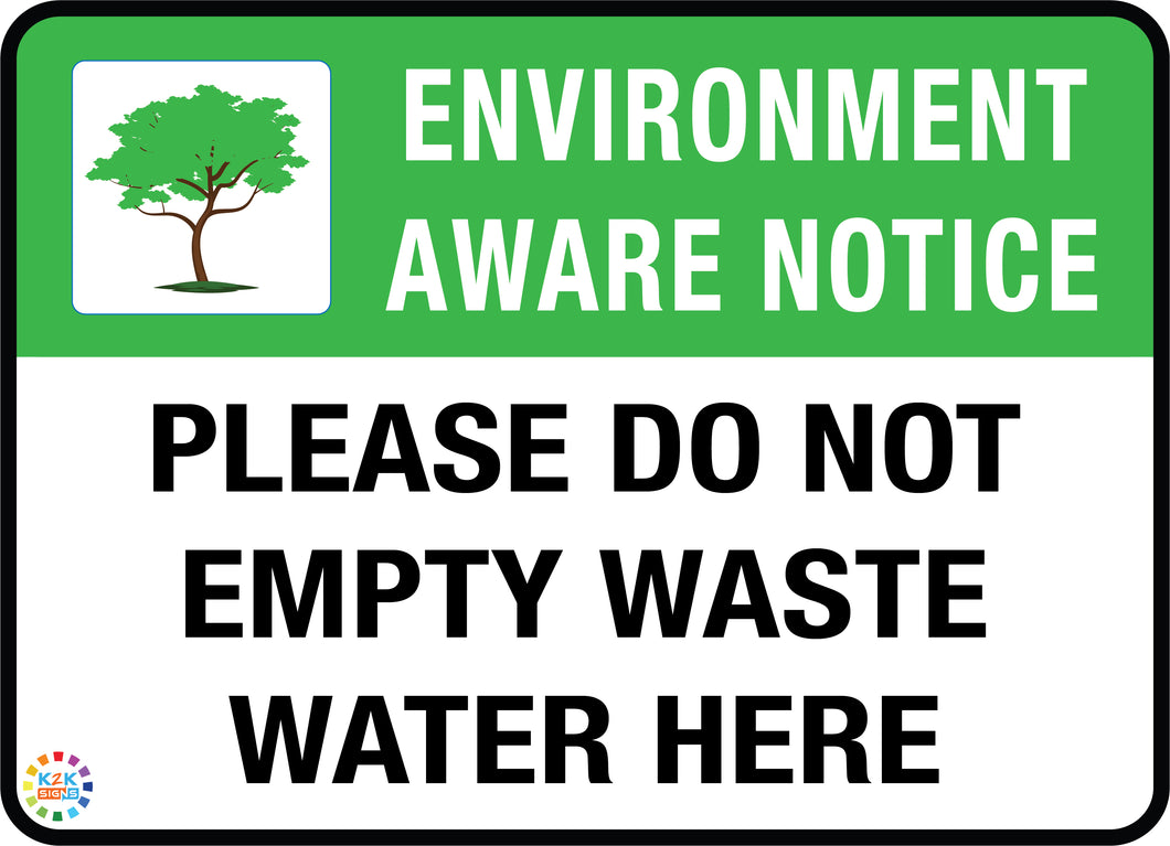 Please Do Not Empty Waste Water Here Sign | K2K Signs Australia
