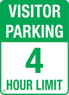 Visitor Parking - 4 Hour Limit Sign