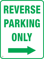 Reverse Parking Only (Right Arrow) Sign