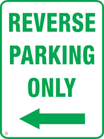 Reverse Parking Only (Left Arrow) Sign