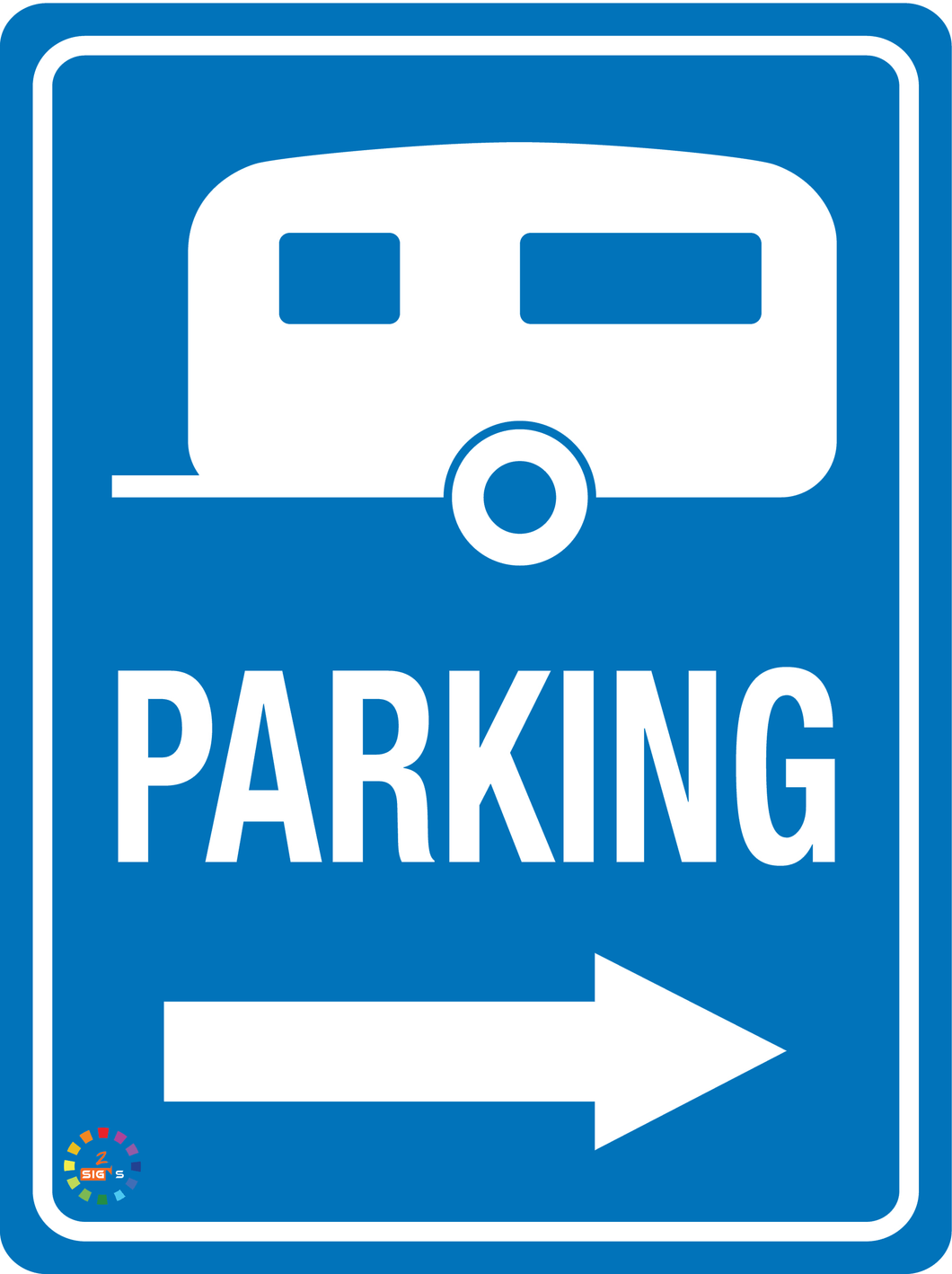 Caravan Parking - Right Arrow Sign