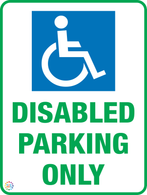 Disable Parking Only Sign
