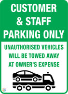 Customer & Staff Parking Only Sign