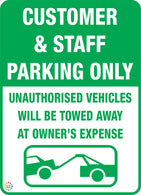 Customer & Staff Parking Only Sign - Green