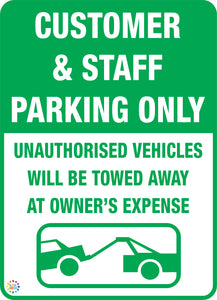Customer & Staff Parking Only Sign - Green