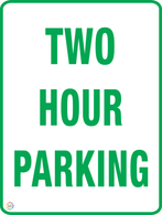 Two Hour Parking Sign