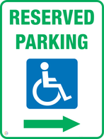 Disabled Reserved Parking (Right Arrow) Sign