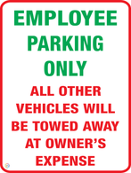 Employee Parking Only Sign
