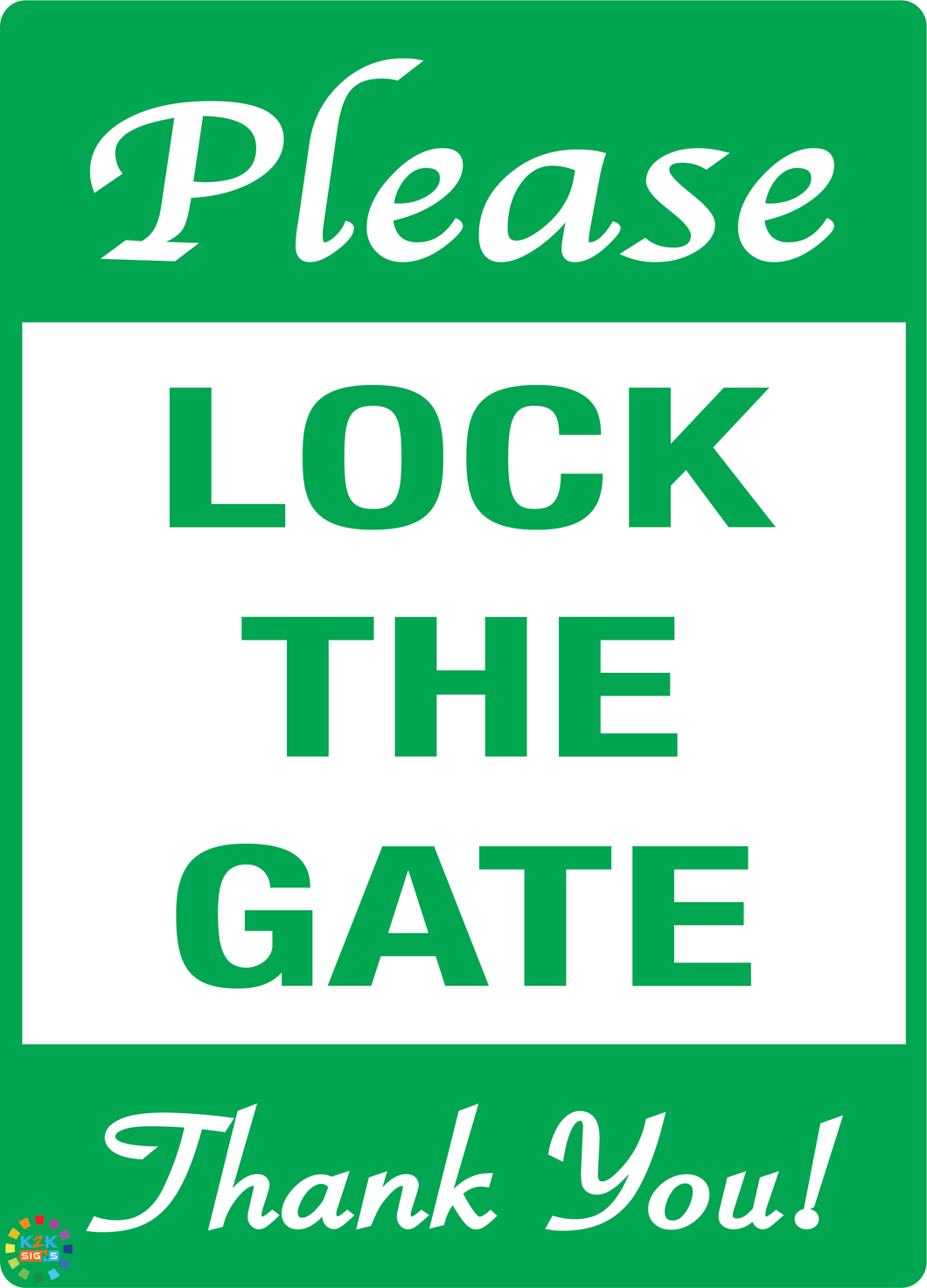 Please Lock The Gate Sign