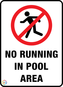 No Running In Pool Area Sign