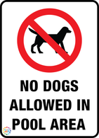 No Dogs Allowed in Pool Area Sign
