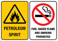 Petroleum Spirit - Fire, Naked Flame And Smoking Prohibited Sign