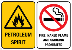 Petroleum Spirit - Fire, Naked Flame And Smoking Prohibited Sign