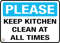 Please - Keep Kitchen Clean At All Times Sign