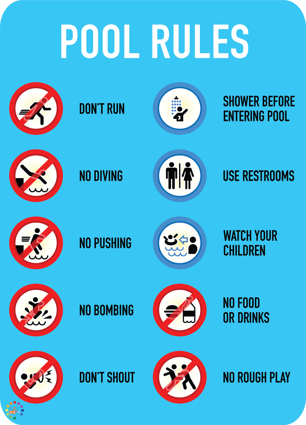 Pool Rules Sign