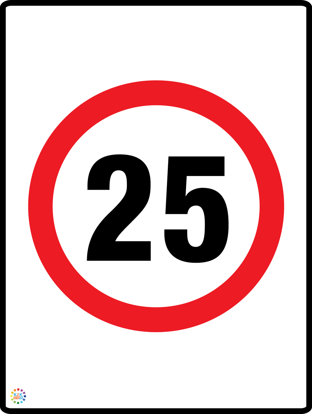 Speed Limit 25 Kph Sign